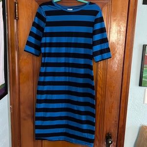 A New Day Blue and Black Striped Midi Dress